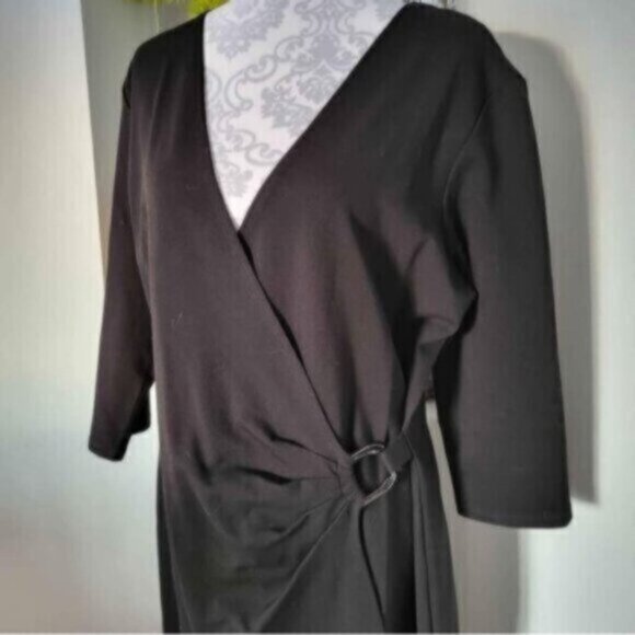 M.I.K.O Black Wrap Midi Dress NEW Sz XL 12-14 - Picture 3 of 9